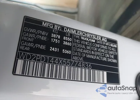 2005 Dodge Sprinter Van 2500 Hc из США, поврежденный, VIN WD2PD144X55774836